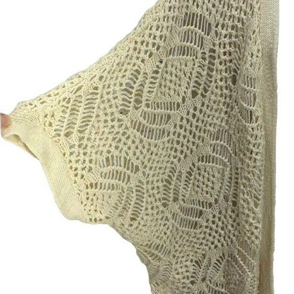 Wet Seal Woman's White Crochet Ivory Color Fringe Cardigan Duster Size 3X - Picture 6 of 6